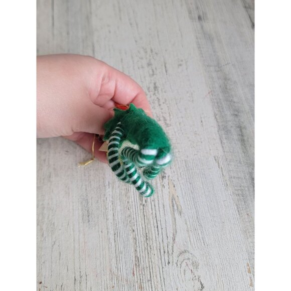 Vintage green mini elf stocking ornament Xmas - Picture 6 of 7